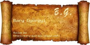 Bary Györgyi névjegykártya